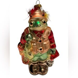 Vintage Frog Prince Blown Glass Christmas Ornament